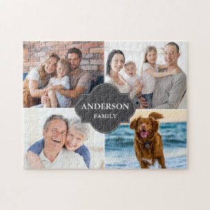 Aangepaste gezinsfotocollage gepersonaliseerd cade legpuzzel