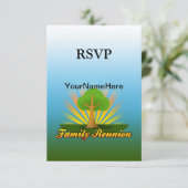 Aangepaste gezinshereniging, groene structuur met  RSVP kaartje (Staand voorkant)