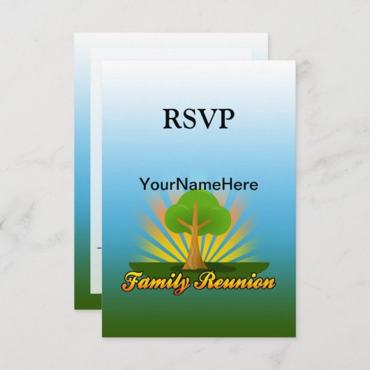 Aangepaste gezinshereniging, groene structuur met  RSVP kaartje (Voorkant / Achterkant)