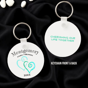 Aangepaste gezinshereniging Roestvast blauw gekopp Sleutelhanger