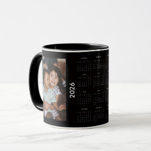 Aangepaste gezinskalender 2026 met 2 foto's  mok