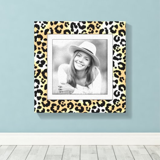 Aangepaste gezinspleopardrand canvas afdruk (Insitu (Houten vloer))