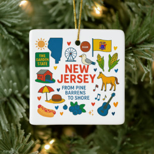Aangepaste gezinsreis naar New Jersey met Kerstmis Keramisch Ornament
