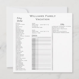 Aangepaste gezinsvakantie Check List Planner Kaart
