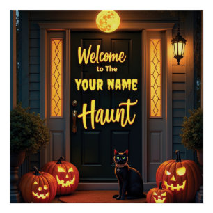 Aangepaste Ghost & Full Moon Haunted Porch Scene P Perfect Poster