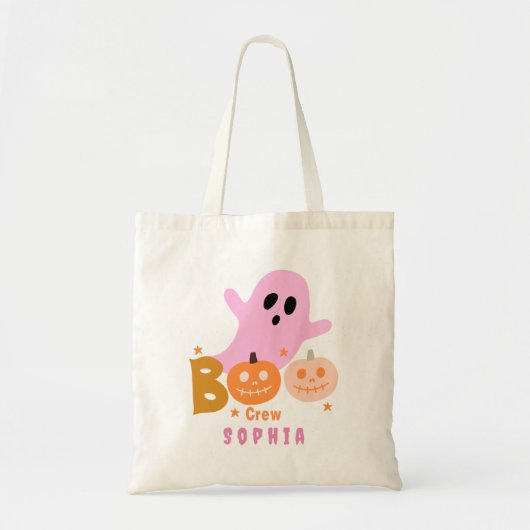 Aangepaste Ghost Trick-or-Treat Pink Boo Halloween Tote Bag (Voorkant)
