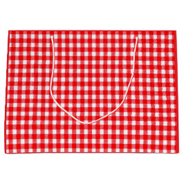 Aangepaste Gift Bag ROOD EN WIT GINGHAM CHEQUES Groot Cadeauzakje