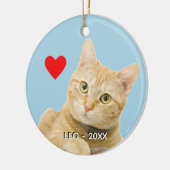 Aangepaste Ginger Tabby Cat Foto op lichtblauw Keramisch Ornament (Links)