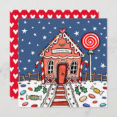 Aangepaste Gingerbread House Kerstmis Uitnodiging (Voorkant / Achterkant)
