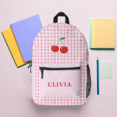 Aangepaste Gingham Cherry Girls Bedrukte Rugzak
