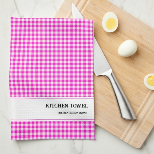 Aangepaste Gingham keukenhanddoek (Quarter Fold)