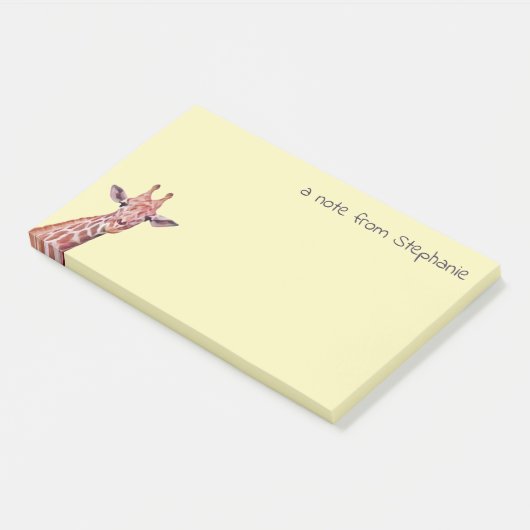 Aangepaste Giraffe Gele aangepaste tekst Post-it® Notes (Schuin)