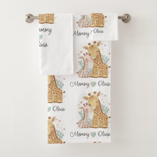 Aangepaste Giraffe Love Towel Set Bad Handdoek (Insitu)