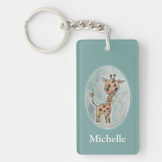 Aangepaste Giraffe met handmatige verdeling Sleutelhanger (Voorkant)