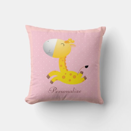 Aangepaste Giraffe roze Kussen (Voorkant)