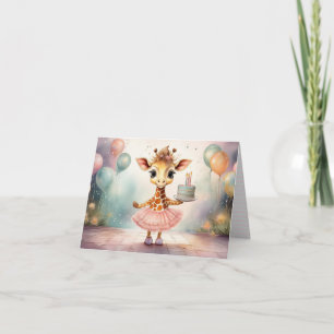 Aangepaste Giraffe Roze Tutu Verjaardag Gefelicite Kaart
