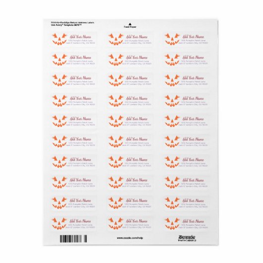 Aangepaste Girly Jack O Lantaarn Pompoen Halloween Etiket (Full Sheet)
