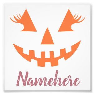 Aangepaste Girly Jack O Lantaarn Pompoen Halloween Foto Afdruk