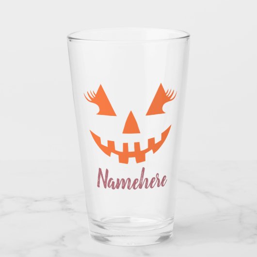 Aangepaste Girly Jack O Lantaarn Pompoen Halloween Glas (Voorkant)