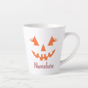 Aangepaste Girly Jack O Lantaarn Pompoen Halloween Latte Mok