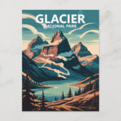 Aangepaste Glacier National Park Lake Retro WPA Re Briefkaart (Voorkant)