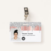 Aangepaste Glam Employee Photo, Bar Code, Logo, Na Badge (Voorkant met clip)