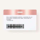 Aangepaste Glam Employee Photo, Bar Code, Logo, Na Badge (Achterkant)