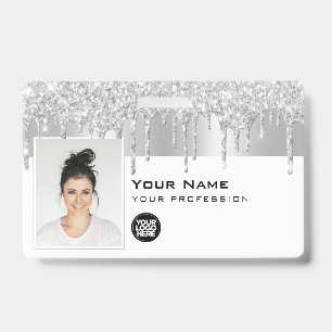 Aangepaste Glam Employee Photo, Bar Code, Logo, Na Badge