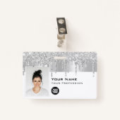 Aangepaste Glam Employee Photo, Bar Code, Logo, Na Badge (Voorkant met clip)