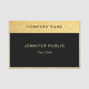 Aangepaste Glam Gold Glitter Rectangle Black Class Naamplaatje