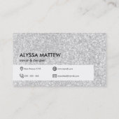 Aangepaste Glam voor Trendy Silver Glitter Visitekaartje (Achterkant)