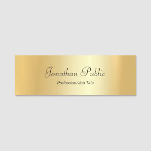 Aangepaste Glamoureus Gold Rectangle Moderne Scrip Naamplaatje