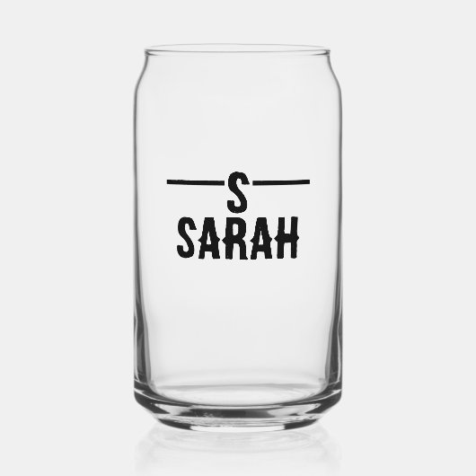 Aangepaste glaswareset met Monogram Initiaal & Naa Blikvorm Glas (Voorkant)