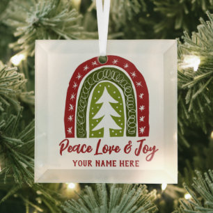 Aangepaste glazen Boho kerstboomornament Glas Ornament