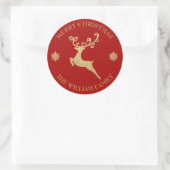 Aangepaste Glitter Gouden Rendier Kerstmis Ronde Sticker (Tas)