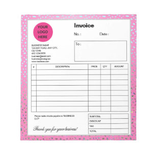 Aangepaste Glitter Roze Luipaardprint Factuur Notitieblok