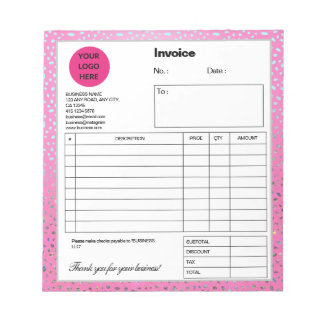 Aangepaste Glitter Roze Luipaardprint Factuur Notitieblok