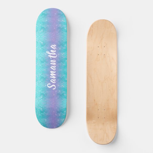 Aangepaste Glitter Zeemeermin Skateboard (Voorkant)