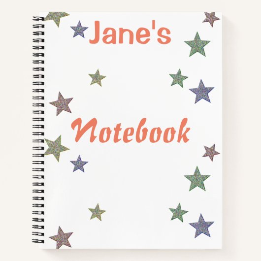 Aangepaste glittersterren notitieboek (Voorkant)