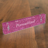 Aangepaste Glitzy Sparkly Diamond Music Note Naambordje (Zijkant)