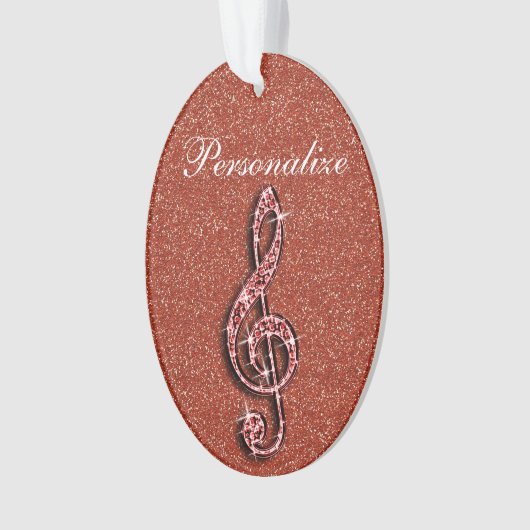 Aangepaste Glitzy Sparkly Diamond Music Note Ornament (voorkant)