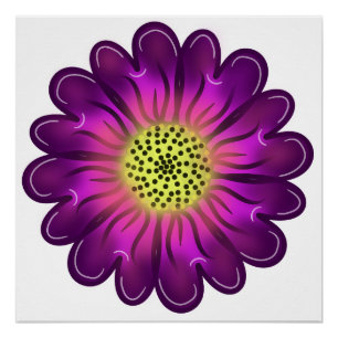 Aangepaste gloeiende neon paarse en roze dahlia bl perfect poster