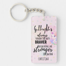 Aangepaste GODDAUGHTER Motivatie Quote Pink Unicor Sleutelhanger