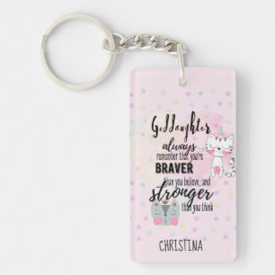 Aangepaste GODDOCHTER Motivatie Spreuk Katten Roze Sleutelhanger