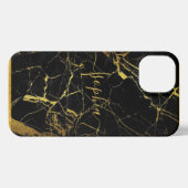 Aangepaste Gold Black Marble Cell Phone 11 12 Pro  iPhone Hoesje (Achterkant horizontaal)