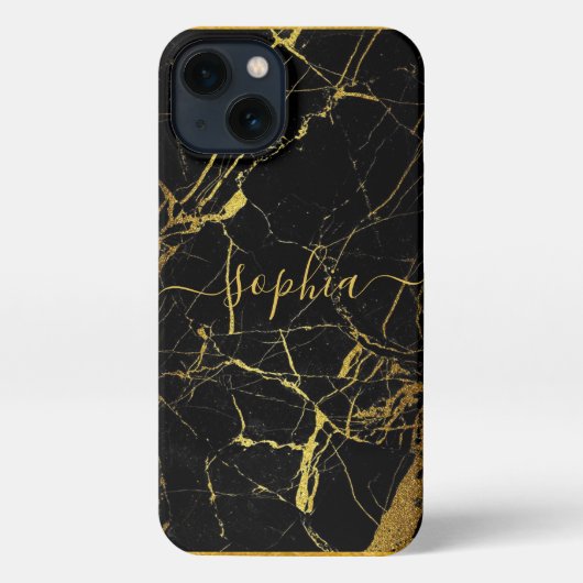 Aangepaste Gold Black Marble Cell Phone 11 12 Pro  iPhone Hoesje (Achterkant)