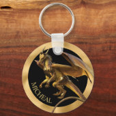 Aangepaste Gold Dragon Fantasy-Sleutelhanger Sleutelhanger (Voorkant)