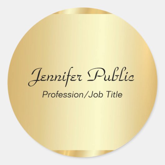 Aangepaste Gold Elegant Script Glamor Sjabloon Ronde Sticker (Voorkant)