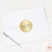 Aangepaste Gold Elegant Script Glamor Sjabloon Ronde Sticker (Envelop)