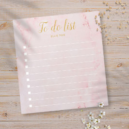 Aangepaste Gold- en Blush roze marmer-to-Do-lijst Notitieblok